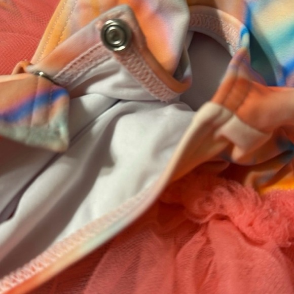 iloveplum Brielle Willow Watercolor Tutu Swimsuit Small Girls One Piece - Picture 8 of 9